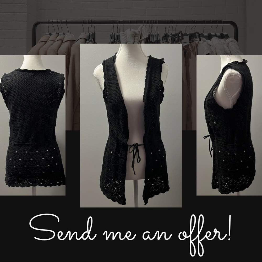 Woman’s Black Crochet Tank Top Cardigan